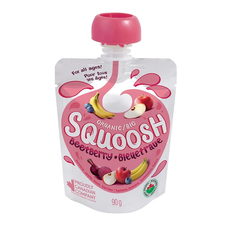 Pochettes-collations biologiques pour enfants Squoosh Beetberry – Tous âges – Paquet de 4