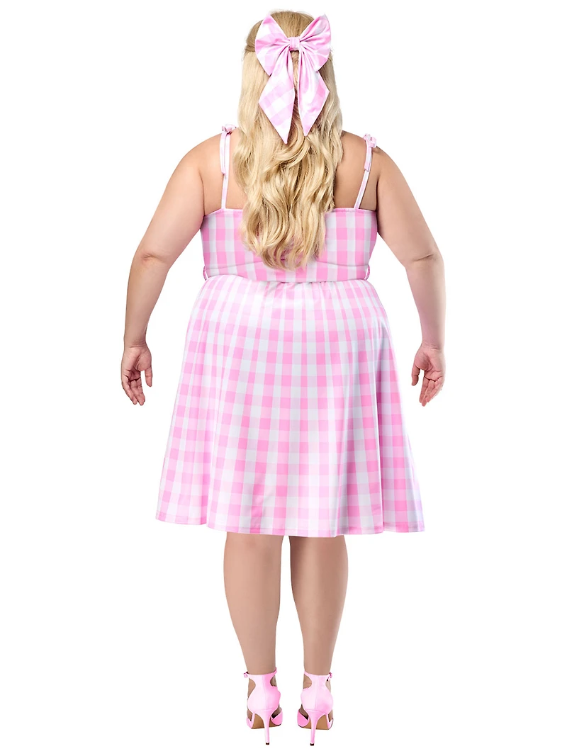 Barbie Movie Perfect Day Barbie Pink Gingham Dress Costume for Adults by Rubies, Women's