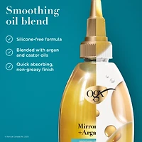 OGX Éclat Miroir + Huile d'Argan Gloss Capillaire Prélavage, Traitement Lissant à Rincer pour 48 Heures d'Éclat Brillant* & Réparation Nourrissante, Huile Capillaire Légère Répare les Pointes Fourchues***