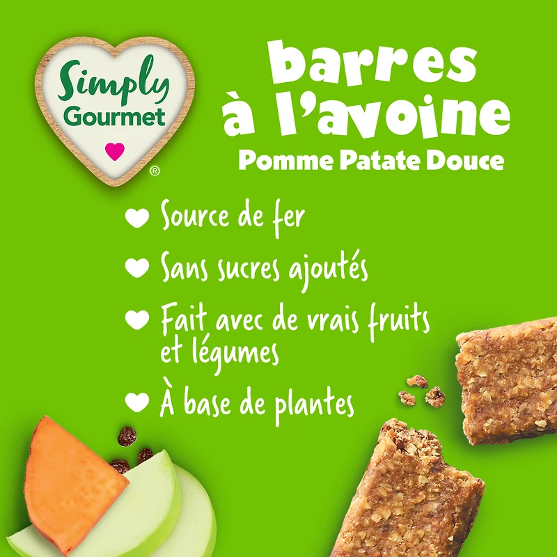 Simply Gourmet Apple Sweet Potato Oat Bars, Gluten Free Toddler Snack for Self-Feeders 12 Months+, 18g Bar (5 Pack), 90g