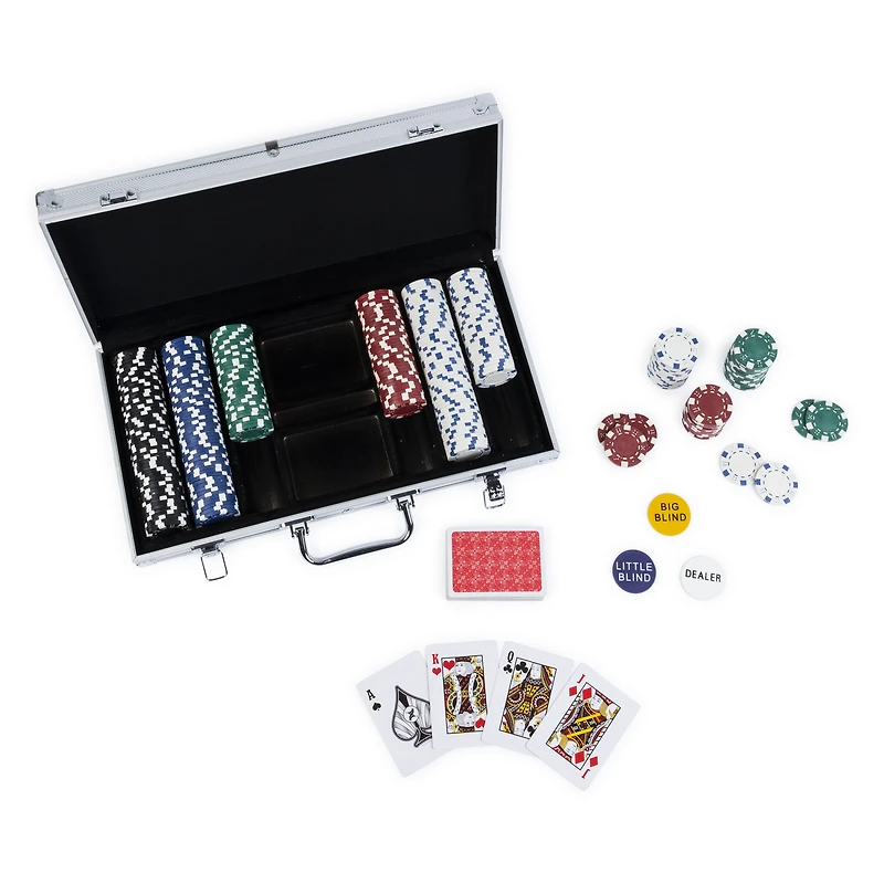 Coffret professionnel de poker 300 jetons dans une mallette en aluminium