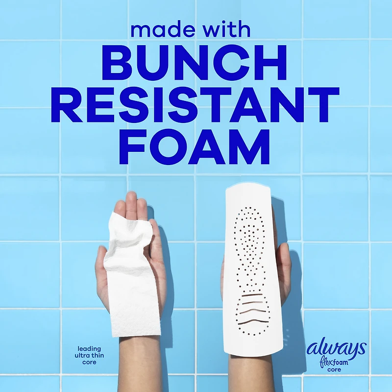 Serviettes Always Infini FlexFoam, régulières avec ailes, pour femmes, taille 1, sans parfum, 50 serviettes