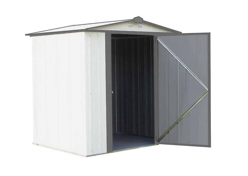 Remise acier galv. EZEE 6x5 toit bas Crème Charbon