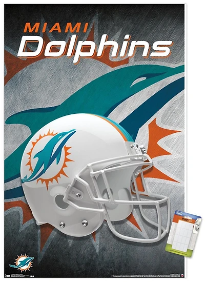 NFL Miami Dolphins - Helmet 18 Wall Poster, 14.725" x 22.375" Framed