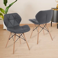 Noble House Modern Dining Chair with Backrest,High-Resilience Sponge Filling and PU Leather Surface,Set of 2 (Grey)