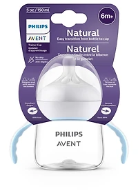 Philips Avent Natural Trainer Sippy Cup with Natural Response Nipple and Soft Spout, Clear, 5oz Cup, SCF263/01