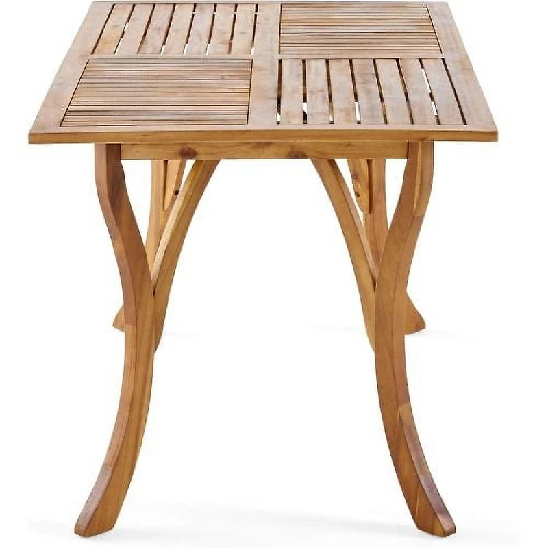 Homy Casa Outdoor Acacia Wood Dining Table, 59" Rectangular Slatted Patio Table for 6, Teak