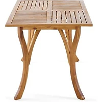 Homy Casa Outdoor Acacia Wood Dining Table, 59" Rectangular Slatted Patio Table for 6, Teak