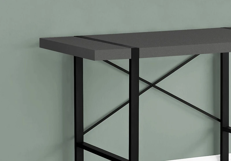 Monarch Specialties Computer Desk, Home Office, Laptop, 48"l, Work, Metal, Laminate, Grey, Black, Contemporary, Modern