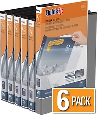 QuickFit® View Binder, Round Ring, 6 Pack, 5/8"