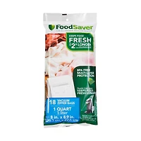 FoodSaver Reusable Vacuum Zipper Bags, Quart-Size (946 mL), 18 Pack