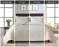 Mainstays All in One Lightweight Quilt Set and Sheet Set -7 Piece, King, Beige