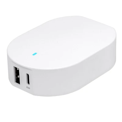 Chargeur mural à deux ports USB et USB-C à charge rapide avec Power Delivery de 20 W de onn.