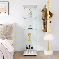 Noble House Glass Display Cabinet 4 Shelves with Door,white