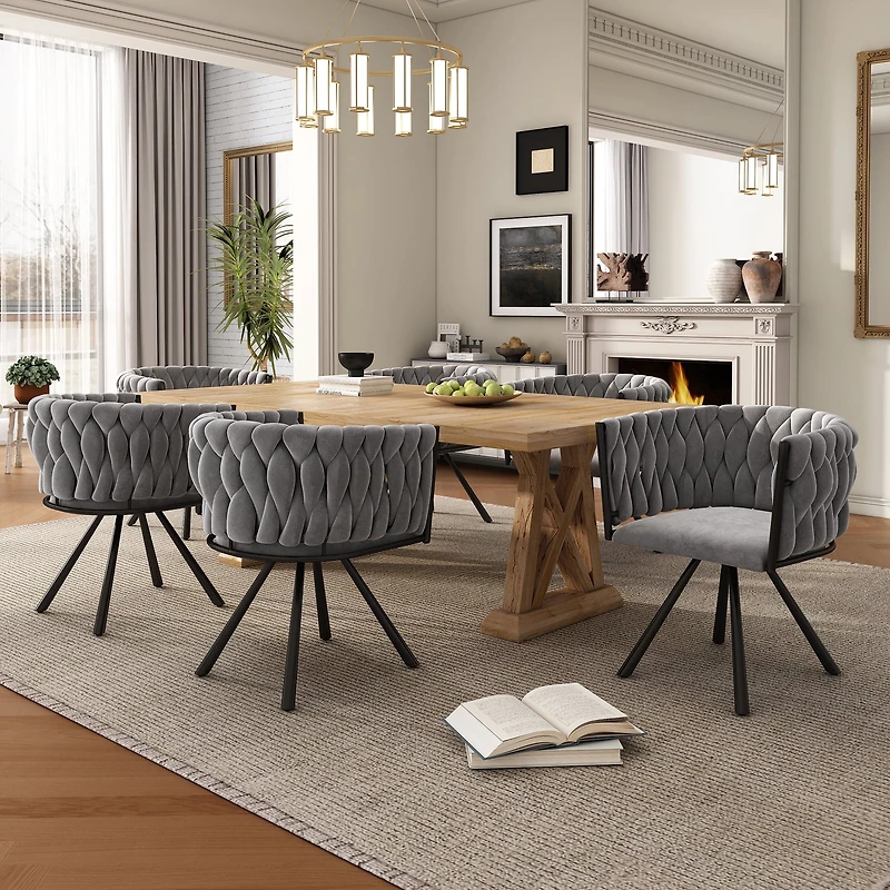 Noble House Set of 2 Velvet Dining Chairs, Luxurious Tufted Swivel Chair with Four Support Legs, Gray