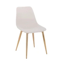 Dorian Linen Chair in White with Golden Metal Legs