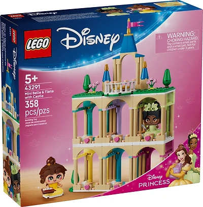 LEGO Disney Princess Mini Belle & Tiana with Castle Building Toy - Princess Toy Figures & Playset for Girls & Boys, Ages 5+ - Disney Gifts for Kids - 43291