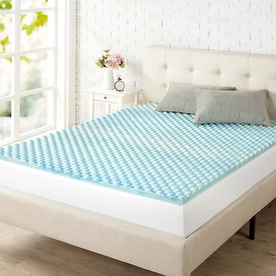 Surmatelas en mousse mémoire à circulation d’air et gel rafraîchissant Zinus Spa Sensations Swirl, grand, 1,5 po, soulagement de la pression, mousse certifiée CertiPUR-US