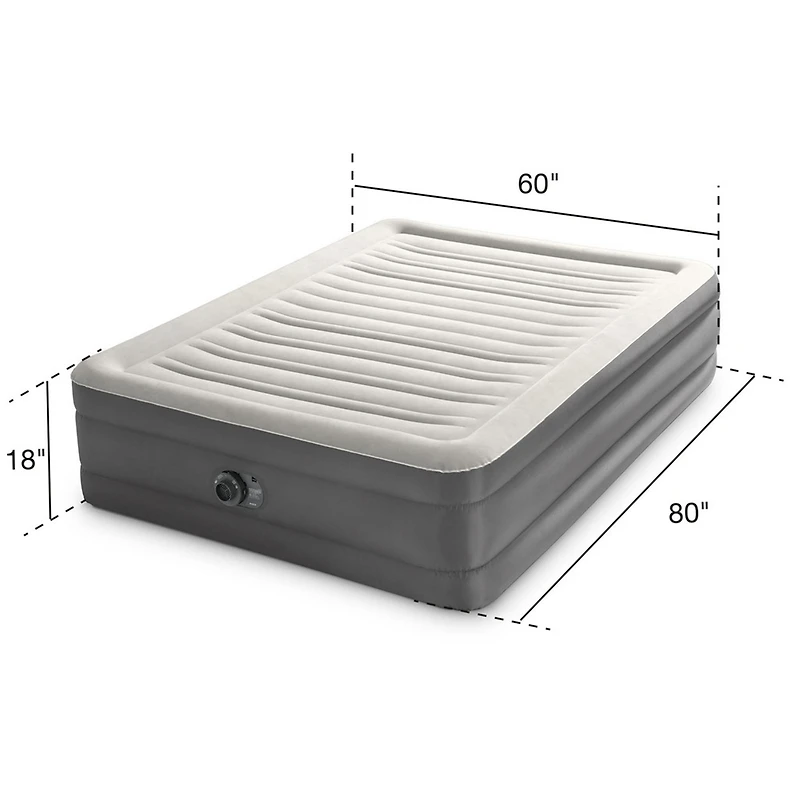 Intex Queen TRUAIRE Comfort Plush Airbed With Fiber-Tech Support & Built In Pump