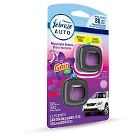 Febreze Car Air Freshener, Odor-Fighting Automotive Vent Clip, Gain Moonlight Breeze Scent, 2ct