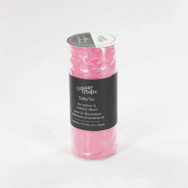 UNIQUE CREATIV Tulle Ribbon, Pink, 152 mm × 13.7 m (6 in × 15 yd)