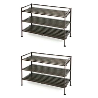 Seville Classics 3 Tier Resin-Wood Shoe Rack 2PK