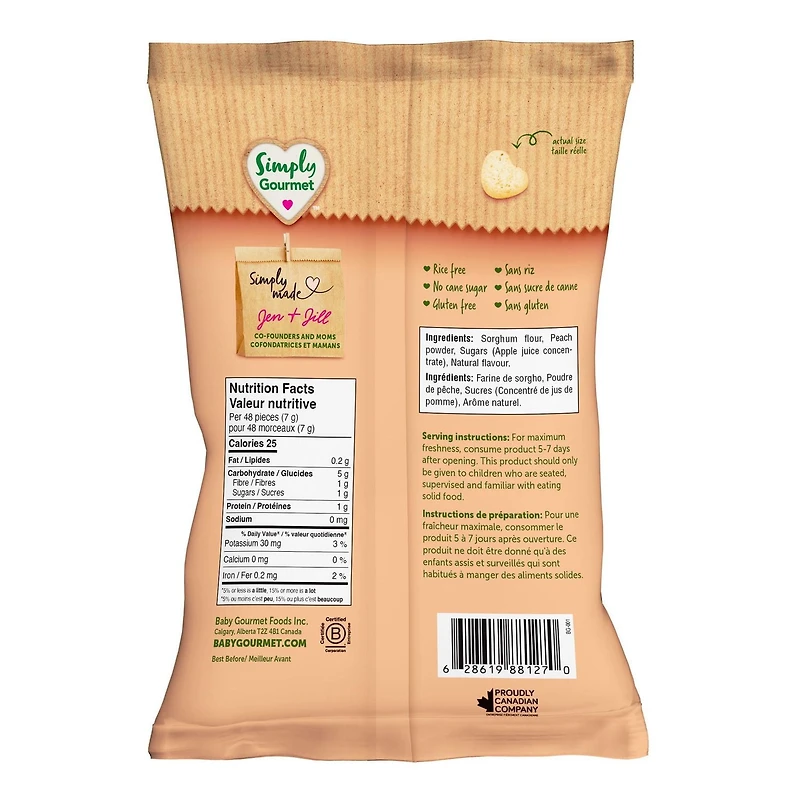 Collation pour bébé Simply Gourmet Puffies à la Pêche