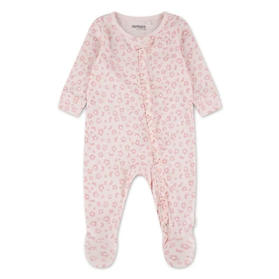 Grenouillère à pieds Huggies pour bébé fille en coton biologique