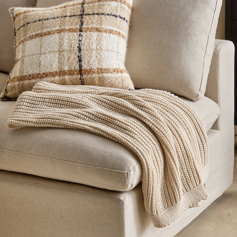 Bouclair Elsy Beige Decorative Throw Pillow 19x19 in