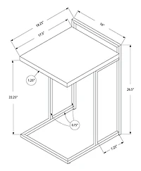 Monarch Specialties Accent Table, C-shaped, End, Side, Snack, Living Room, Bedroom, Metal, Laminate, Grey, Black, Contemporary, Modern