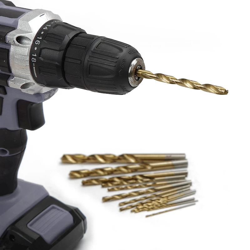 WorkPro Titanium Coated HSS Drill Bit Set-15 Piece,Plastic Case