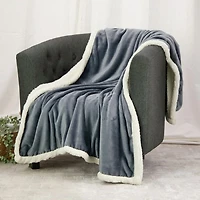 Beddora Couverture de Luxe en Flanelle Sherpa – 50” x 60” – Ultra-Douce & Chaude – 450 GSM Polaire Réversible – Couverture d'Hiver Confortable pour Canapé Ou Lit – Gris