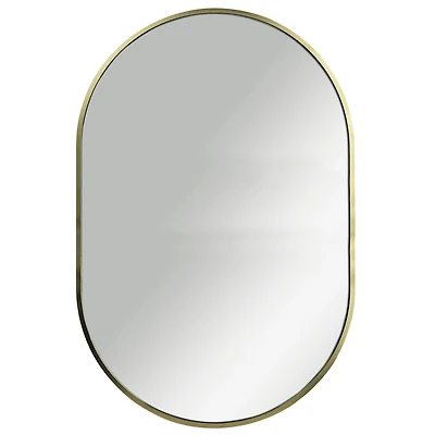 Mainstays Oval Lounge 24x36" Wall Mirror, Home Decor Mirror. Gold Metallic, Has Frame