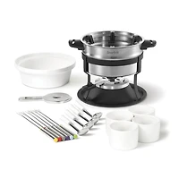 Starfrit Fondue 3-in-1 Set with Magnetic Fork Guide, Safety Burner, 19 Pieces, 1.6L Stainless Steel Pot, Perfect for Meat, Cheese & Chocolate Fondues