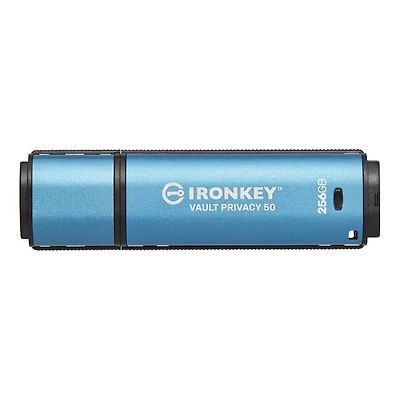 Kingston IronKey Vault Privacy 50 256 Go USB crypté | FIPS 197 | AES-256bit | Protection contre les attaques BadUSB | Options de mot de passe multiple | IKVP50/256 Go