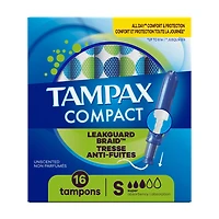 Tampax Tampons Pearl Compacts, avec Tresse LeakGuard & Applicateur Extensible, Absorption Super, Applicateur Extensible Compact, Non Parfumés