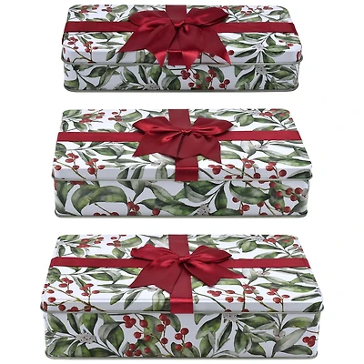 HOLIDAY TIME BOW SQUARE TIN 3 PACK