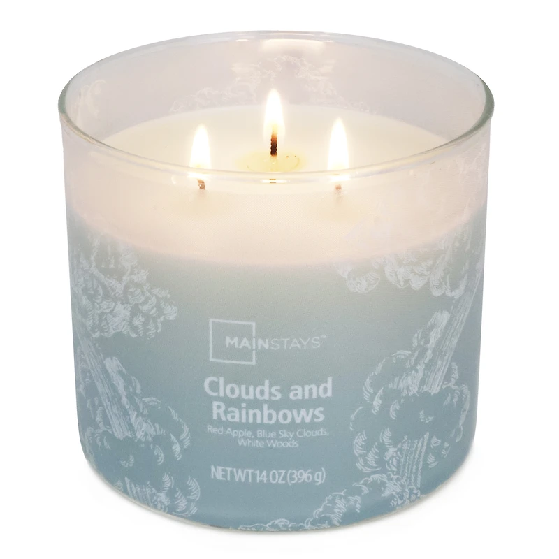 Mainstays 3-Wick Textured Wrapped Clouds and Rainbows Scented Candle, 14 oz