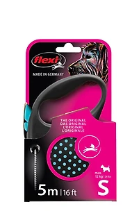 Flexi FUN Dots Small Retractable Dog Leash, Blue, 5m/16ft