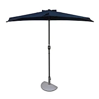 Lanai 9-ft Half Umbrella - Navy Blue - Polyester Canopy