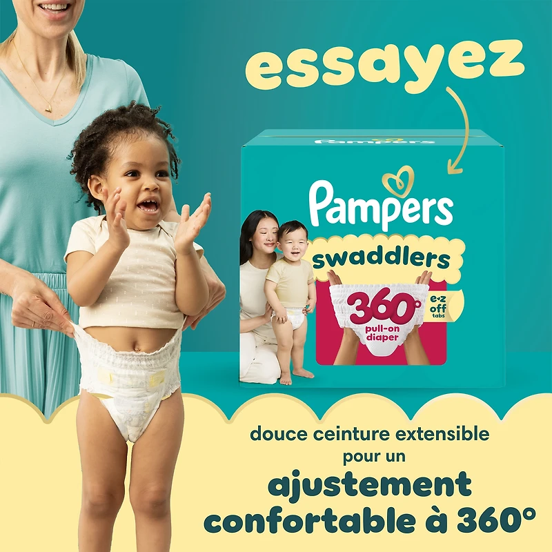 Pampers Swaddlers Couches, Taille 2 (10-22 lbs), Absorbantes, Garde Bébé au Sec et Confortable, Couche Jetable pour Bébé Sécuritaire pour la Peau