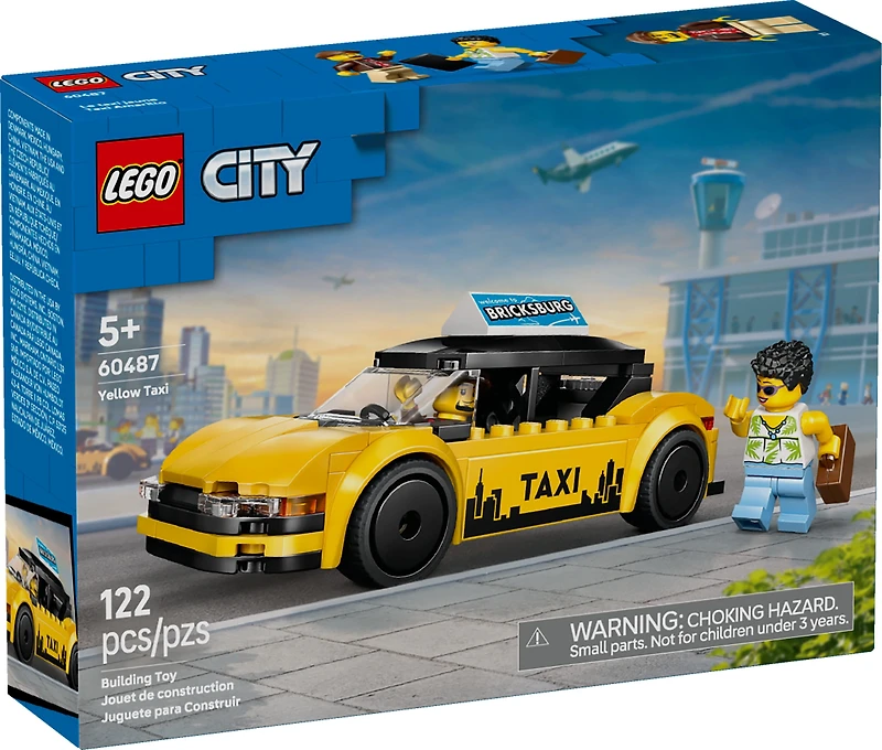 LEGO City Yellow Taxi Car Building Toy for Kids - Pretend Play Set for Boys & Girls, Ages 5+ - Toy Car W/Taxi Driver & Tourist Minifigures - GIft Idea for Birthdays - 60487