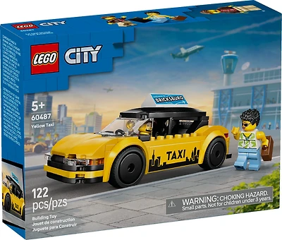 LEGO City Yellow Taxi Car Building Toy for Kids - Pretend Play Set for Boys & Girls, Ages 5+ - Toy Car W/Taxi Driver & Tourist Minifigures - GIft Idea for Birthdays - 60487