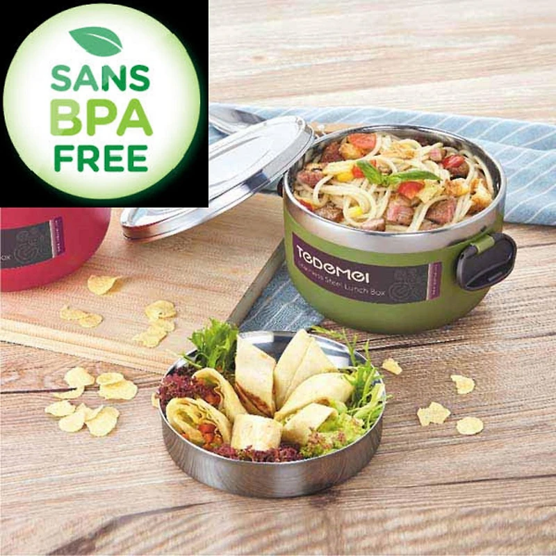 1 L Thermal 2 Layer Stainless Steel Thermal Lunch Container - Military Green