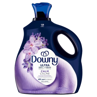 Downy Assouplissant Textile Liquide Ultra Doux Plus Frais, Calme, Lavande et Gousse de Vanille, Downy Assouplissant Textile, Assouplissant à Lessive 138WL