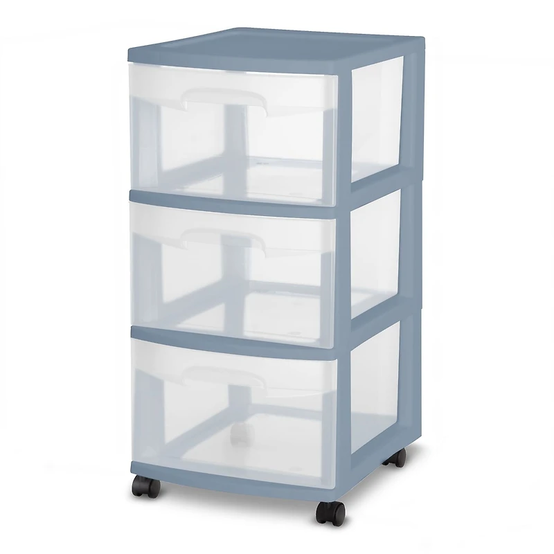 Sterilite 3 Drawer Cart, Light Blue