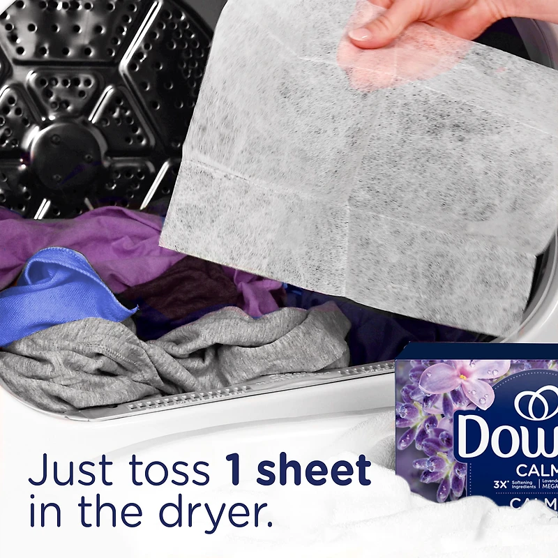 Downy CALM, Mega Dryer Sheets, Laundry Fabric Softener, Lavender and Vanilla Bean 120CT