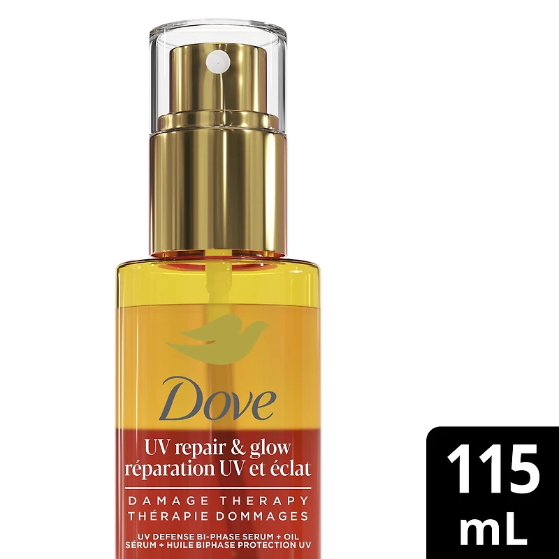 Dove Sérum + Huile Biphase Protection UV Réparation UV et Éclat 70 H de Protection Anti-Dommages UV, 115 ml