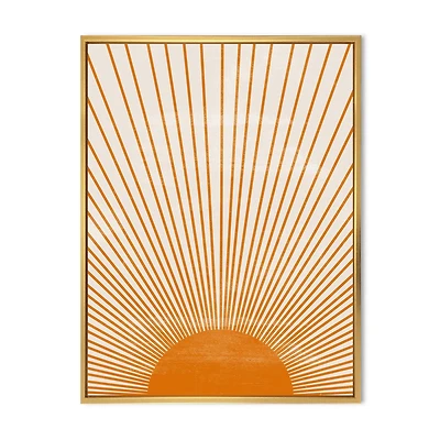 Designart Orange Sun Print III FLOAT FRAME WALL ART