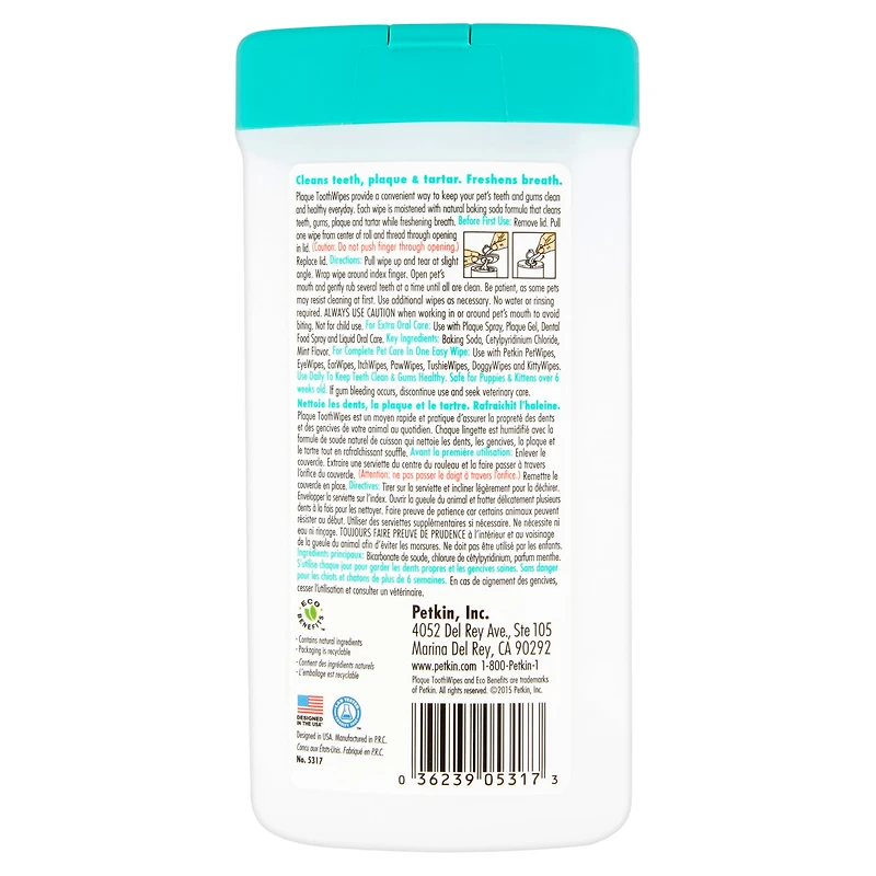 Petkin Toothwipes - 40 Wipes